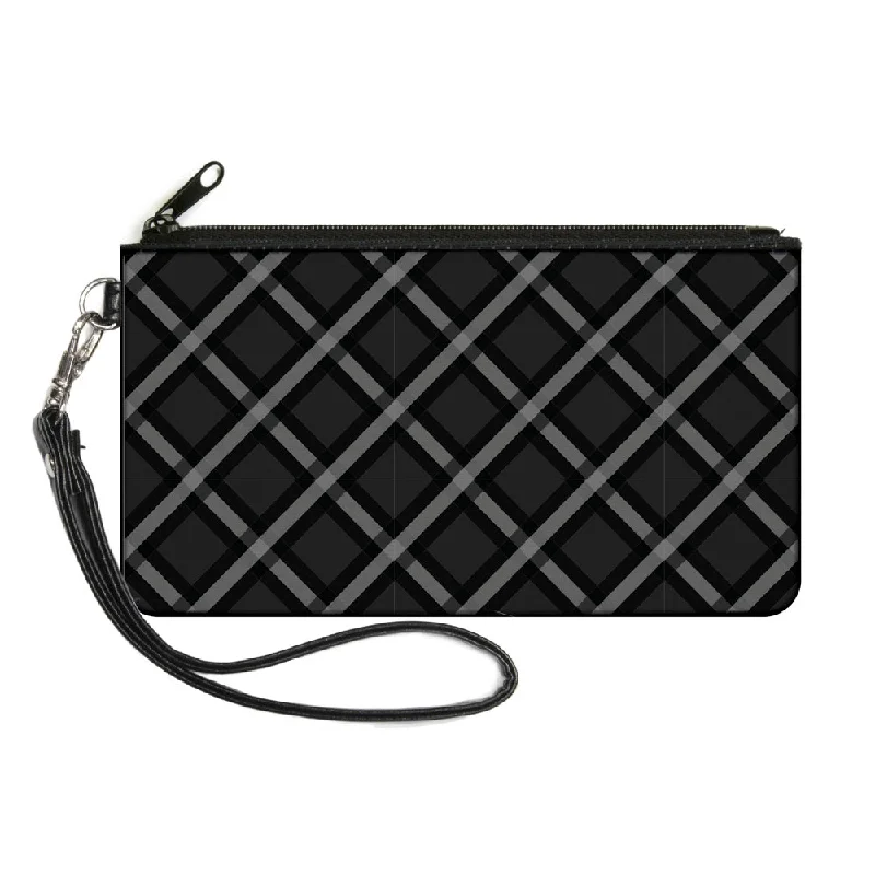 Canvas Zipper Wallet - SMALL - Buffalo Plaid X Charcoal Black Gray Grab Stylish Bags Before They Sell Out Canvas Zipper Wallet - SMALL - Buffalo Plaid X Charcoal Black Gray Grab Stylish Bags Before They Sell Out