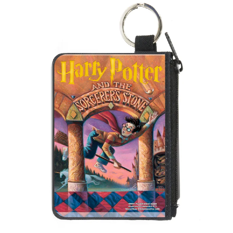 Canvas Zipper Wallet - MINI X-SMALL - Harry Potter and the Sorcerer's Stone Book Cover Drawing Timeless Handbags At Reduced Prices Canvas Zipper Wallet - MINI X-SMALL - Harry Potter and the Sorcerer's Stone Book Cover Drawing Timeless Handbags At Reduced Prices