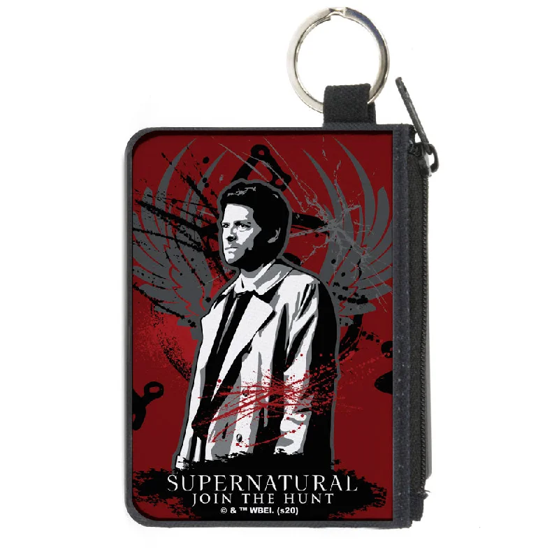 Canvas Zipper Wallet - MINI X-SMALL - Supernatural Castiel Angel Wings Pose Reds Grays Black Your Perfect Bag At The Perfect Price Canvas Zipper Wallet - MINI X-SMALL - Supernatural Castiel Angel Wings Pose Reds Grays Black Your Perfect Bag At The Perfect Price