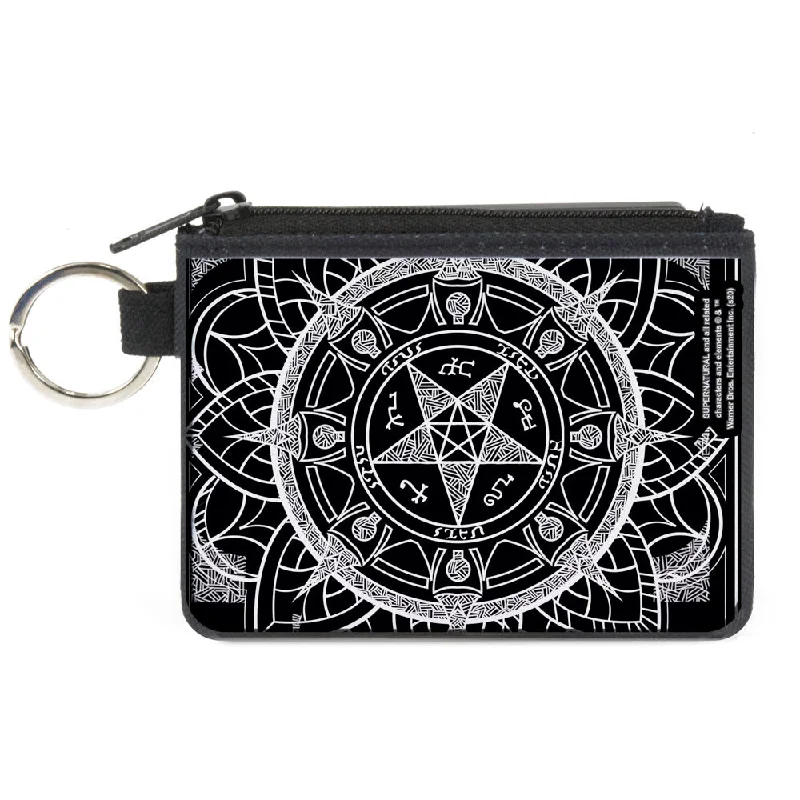 Canvas Zipper Wallet - MINI X-SMALL - Supernatural Devil's Trap Symbol CLOSE-UP Black White Limited-Stock Handbag Sale For A Stylish Look Canvas Zipper Wallet - MINI X-SMALL - Supernatural Devil's Trap Symbol CLOSE-UP Black White Limited-Stock Handbag Sale For A Stylish Look