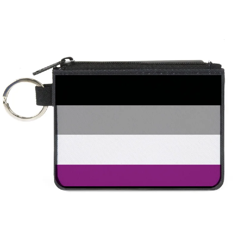Canvas Zipper Wallet - MINI X-SMALL - Flag Asexual Black Gray White Purple Trendy Purses, Limited Offer Canvas Zipper Wallet - MINI X-SMALL - Flag Asexual Black Gray White Purple Trendy Purses, Limited Offer