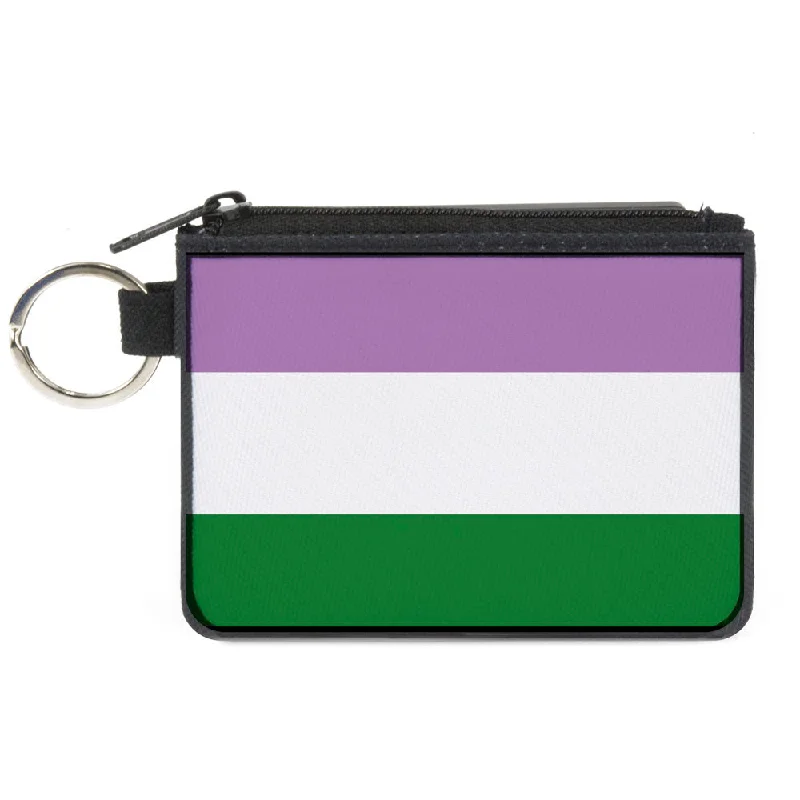 Canvas Zipper Wallet - MINI X-SMALL - Flag Genderqueer Lavender White Green Best Handbag Sale Of The Season Canvas Zipper Wallet - MINI X-SMALL - Flag Genderqueer Lavender White Green Best Handbag Sale Of The Season