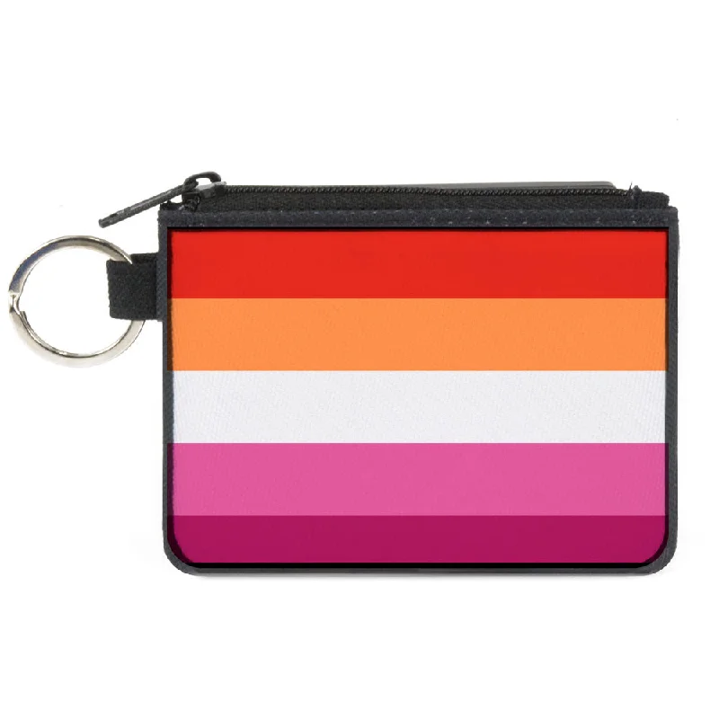 Canvas Zipper Wallet - MINI X-SMALL - Flag Lesbian Five Stripe Oranges White Pinks Must-Have Bags, Big Discounts Canvas Zipper Wallet - MINI X-SMALL - Flag Lesbian Five Stripe Oranges White Pinks Must-Have Bags, Big Discounts