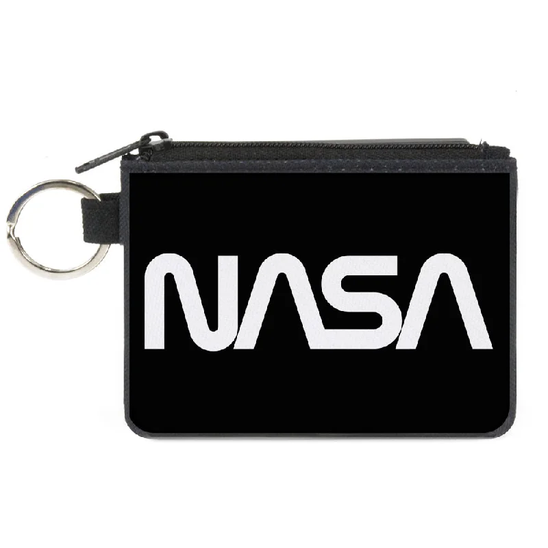 Canvas Zipper Wallet - MINI X-SMALL - NASA Text Black White Trendy Backpacks With Big Discounts Canvas Zipper Wallet - MINI X-SMALL - NASA Text Black White Trendy Backpacks With Big Discounts