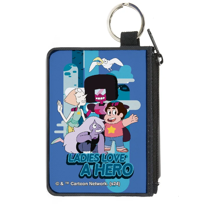 Canvas Zipper Wallet - MINI X-SMALL - Steven Universe LADIES LOVE A HERO Group Pose Blues