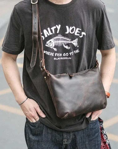 Dark Brown Leather Mens Casual 10" Courier Bags Messenger Bag Small Brown Postman Bags For Men Fashionable Bags At Must-Have Prices Dark Brown Leather Mens Casual 10" Courier Bags Messenger Bag Small Brown Postman Bags For Men Fashionable Bags At Must-Have Prices