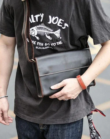 Dark Coffee Leather Mens Casual Small Courier Bag Messenger Bags Amber Postman Bag For Men Everyday Bags, Budget-Friendly Dark Coffee Leather Mens Casual Small Courier Bag Messenger Bags Amber Postman Bag For Men Everyday Bags, Budget-Friendly