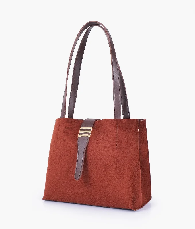 Dark brown suede mini tote bag