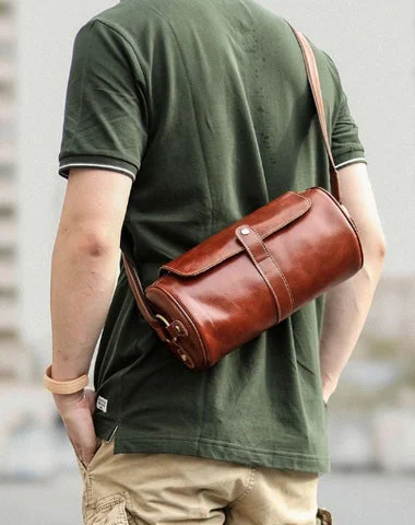 Brown Leather Mens Casual Bucket Shoulder Bag Barrel Messenger Bags Postman Bag For Men Timeless Handbags At Reduced Prices Brown Leather Mens Casual Bucket Shoulder Bag Barrel Messenger Bags Postman Bag For Men Timeless Handbags At Reduced Prices