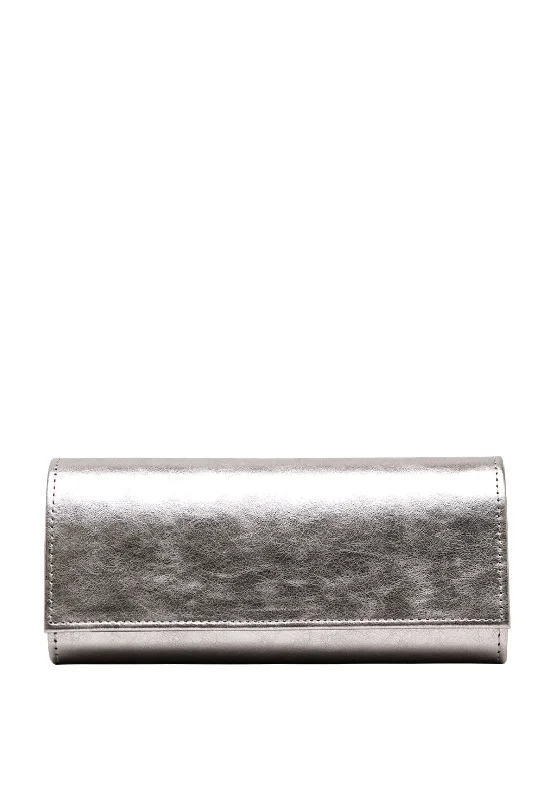 Emis Leather Clutch Bag, Pewter Trendy & Timeless Bags, Now On Sale