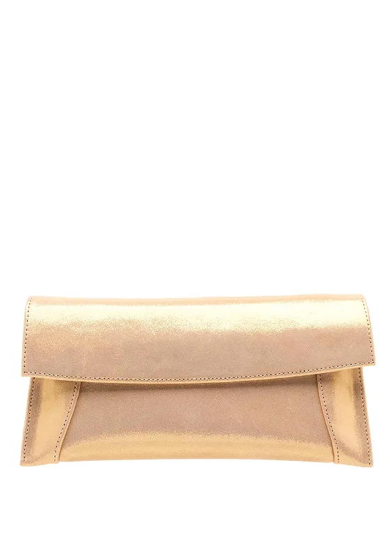 Emis Leather Shimmer Envelope Clutch Bag, Gold Everyday Elegance At Lower Prices