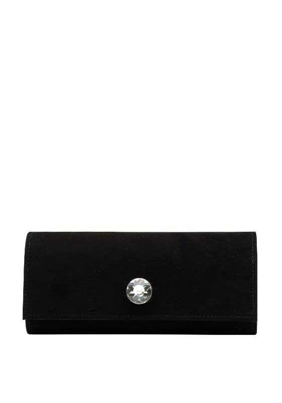 Emis Suede Diamante Clutch Bag, Black Sleek Bags, Perfect Prices