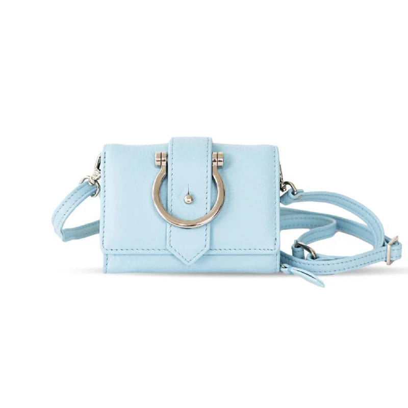 Silver Sky Blue Oil Leather