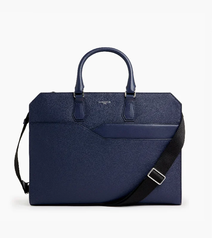 Gaston 15" briefcase in cross grain leather Designer Bags At Low Prices