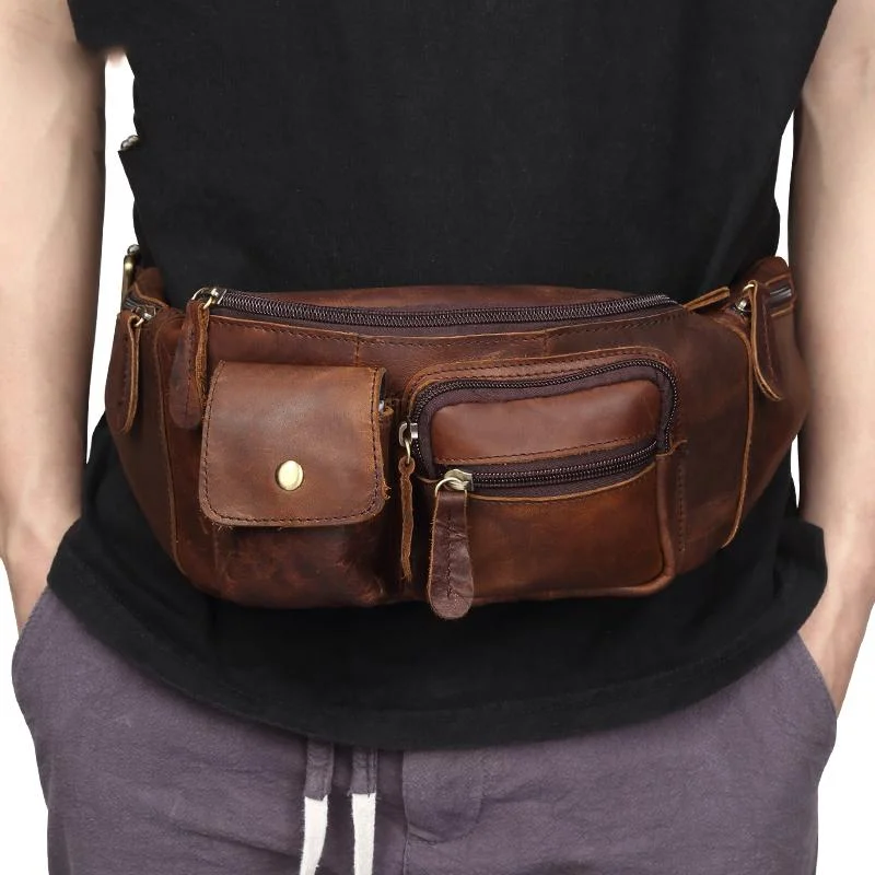 Leather Belt Bag Mens Fanny Back Waist Bag Fanny Bags For Men