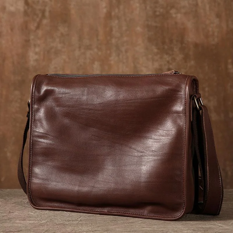 Genuine Leather Mens Cool Shoulder Bag Messenger Bag Chest Bag Bike Bag Cycling Bag for men