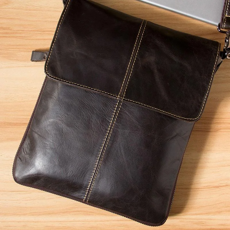 Genuine Leather Mens Cool Small Shoulder Bag Purse Messenger Bag Crossbody Bag for Men