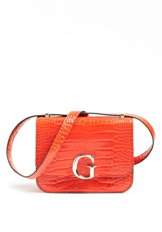 Guess Corily Mini Crocodile Crossbody Bag, Rust