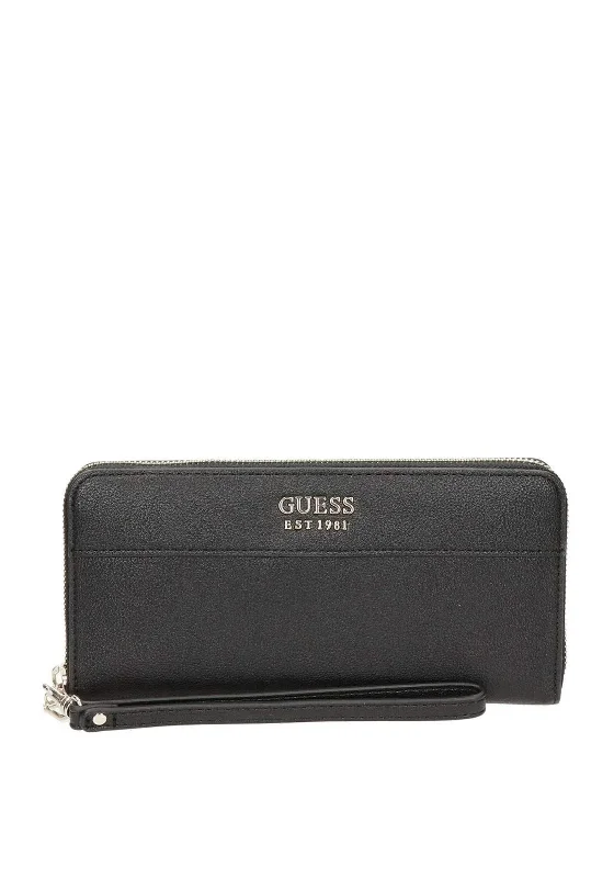 Guess Katey Quilted Zip Around Wallet, Black