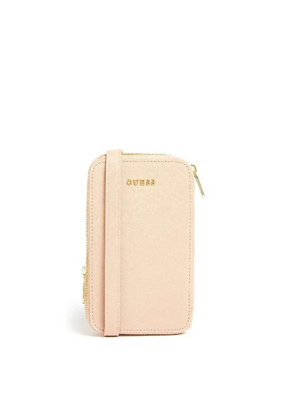 Guess Saffiano Phone Holder Mini Crossbody, Nude Designer-Inspired Bags At Reduced Prices Guess Saffiano Phone Holder Mini Crossbody, Nude Designer-Inspired Bags At Reduced Prices