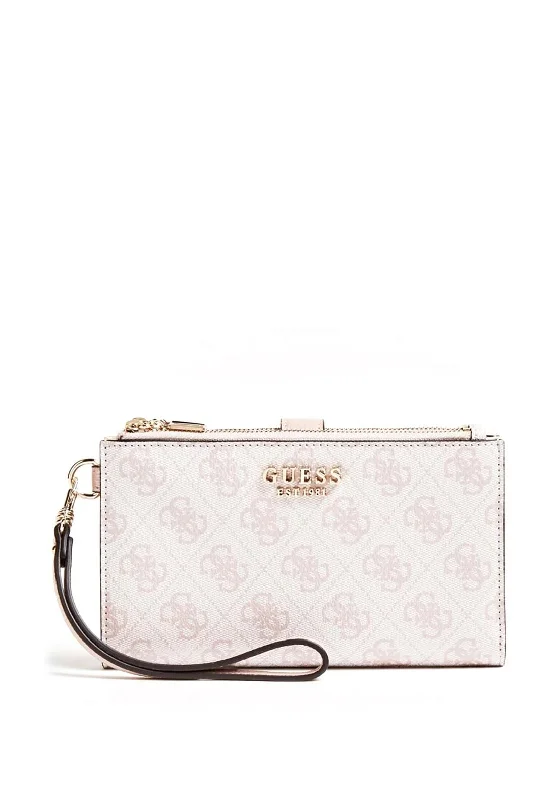 Guess Zadie Logo Print Snap Button Wallet, Powder