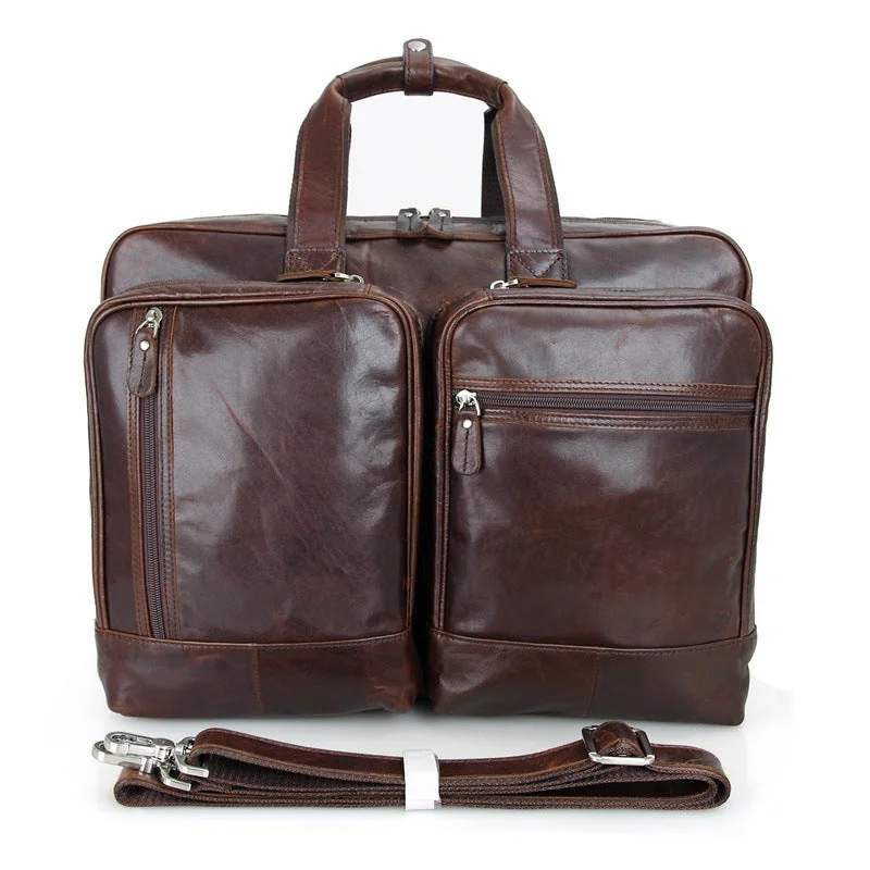 Handmade Top Grain Leather Briefcase Messenger Bag Men's Business Laptop Bag