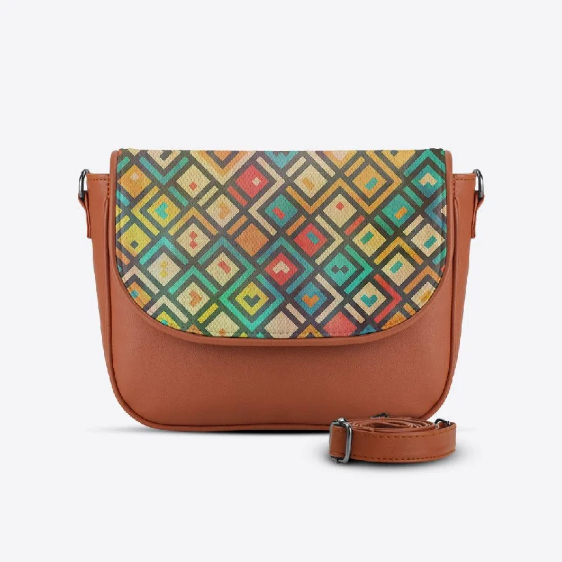 Havana Messenger Crossbody Colorful Polygons Timeless Bags, Flash Sale