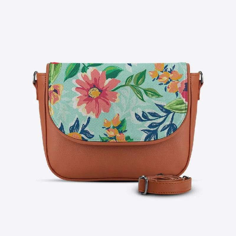 Havana Messenger Crossbody Cyan Floral