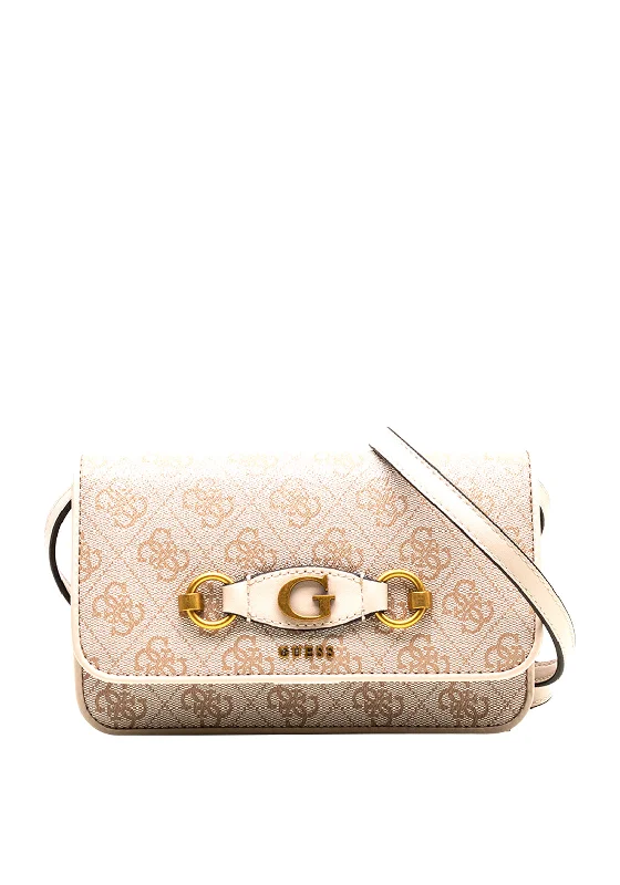 Guess Izzy 4G Logo Smartphone Crossbody Bag, Stone Elegant Bags, Limited Stock Available