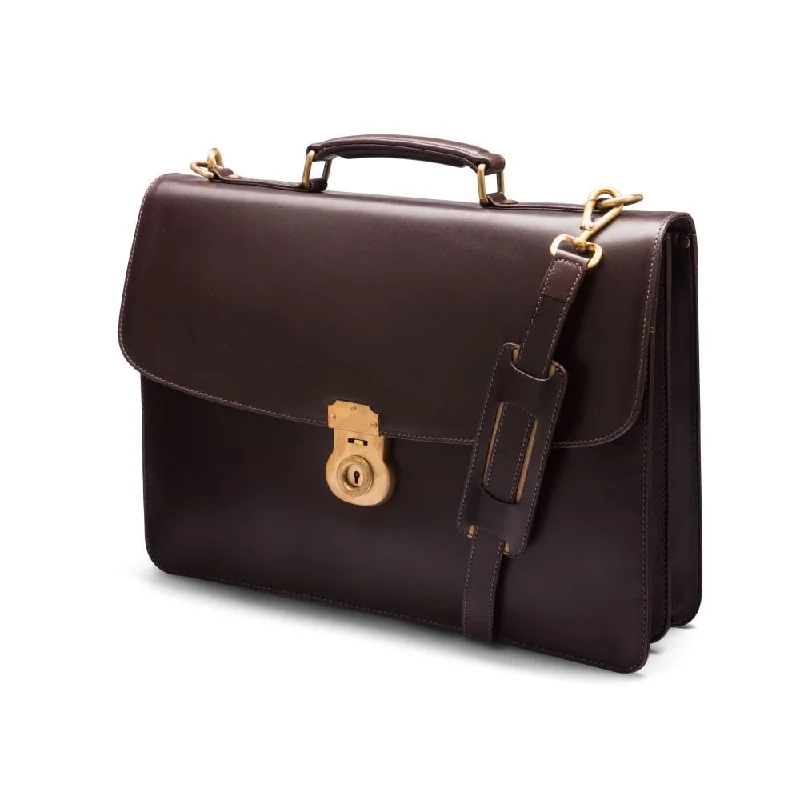 Leather Harvard Briefcase With Brass Lock - Brown The Best Handbag Sale Of The Season Leather Harvard Briefcase With Brass Lock - Brown The Best Handbag Sale Of The Season