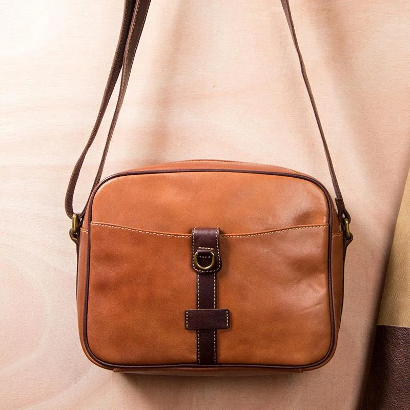 Leather Mens Brown Messenger Bag Shoulder Bag Crossbody Bag for Men