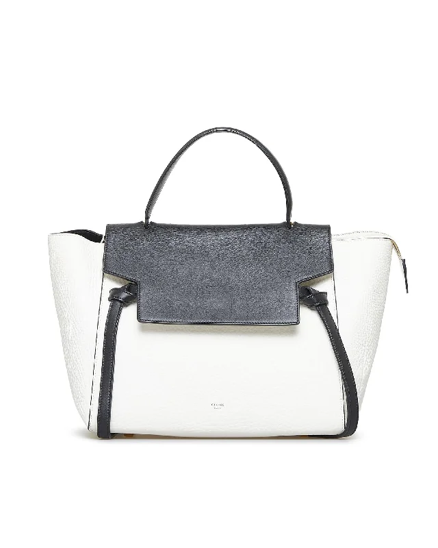 Celine Trio Bag White/Black Calfskin Leather