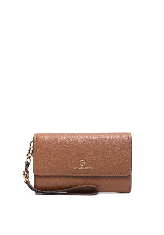 MICHAEL Michael Kors Luggage Pebbled Leather Wristlet, Tan