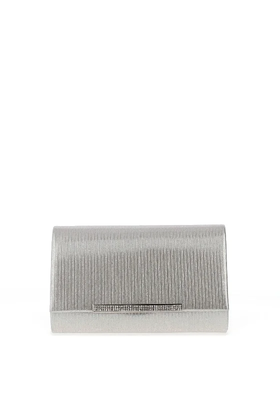 Zen Collection Shimmer Stripped Clutch Bag, Silver