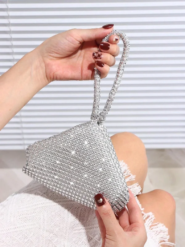 SHEIN Glamorous Glitter Bling, Sequin, Luxury, Shiny Women's Mini Sparkling Rhinestone Clutch Bag Elegant Purses At Clearance Prices SHEIN Glamorous Glitter Bling, Sequin, Luxury, Shiny Women's Mini Sparkling Rhinestone Clutch Bag Elegant Purses At Clearance Prices