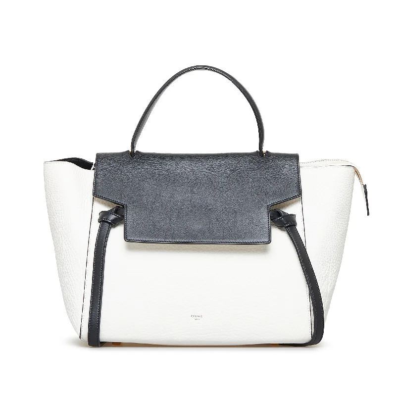 White Celine Mini Belt Satchel Timeless Bags, Flash Sale