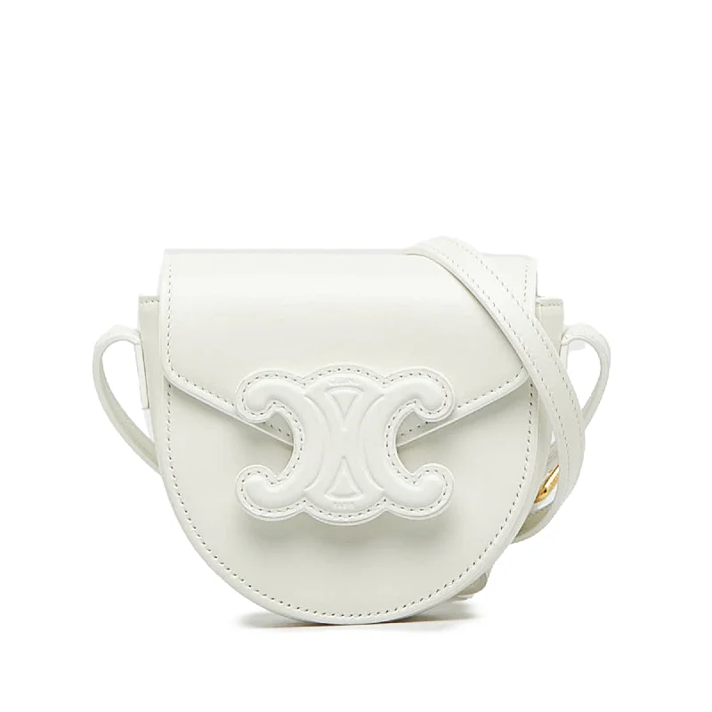 White Celine Mini Besace Cuir Triomphe Bag Affordable Elegance, Grab Yours Now