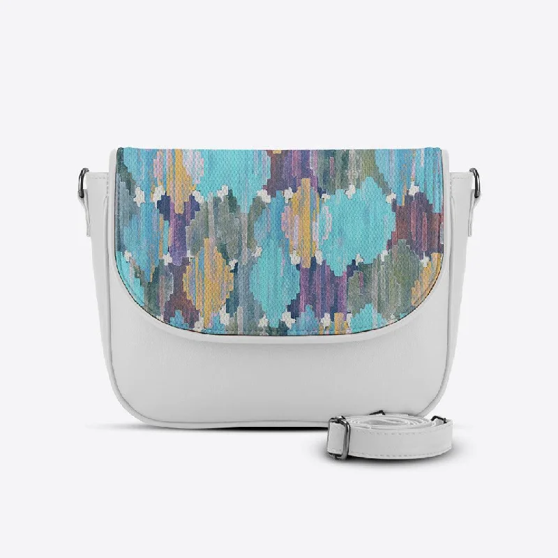 White Messenger Crossbody Iris ikat