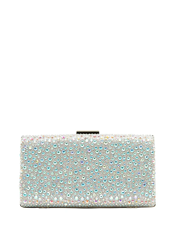 Zen Collection Gem Glitter Clasp Clutch Bag, Silver Trendy Backpacks With Big Discounts Zen Collection Gem Glitter Clasp Clutch Bag, Silver Trendy Backpacks With Big Discounts