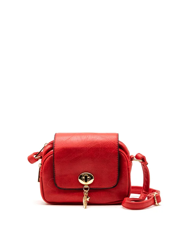 Zen Collection Turn-Lock Crossbody Bag, Red