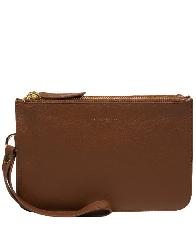 'Addison' Tan Nappa Leather Clutch Bag