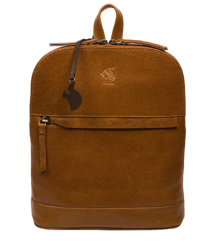 'Amora' Dark Tan Leather Backpack