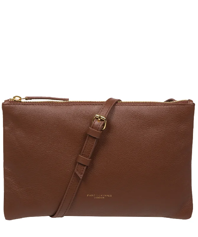 'Anya' Dark Tan Nappa Leather Cross Body Bag