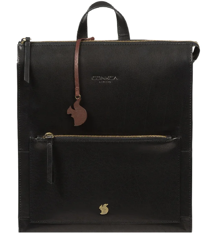 'Aok' Black Leather Backpack Everyday Handbags At Wallet-Friendly Prices