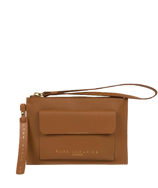 'Arreton' Saddle Tan Vegetable-Tanned Leather Clutch Bag Designer Bags At Low Prices