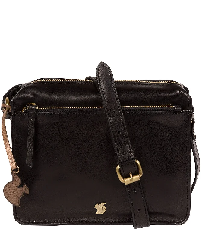 'Aurora' Black Leather Cross Body Bag