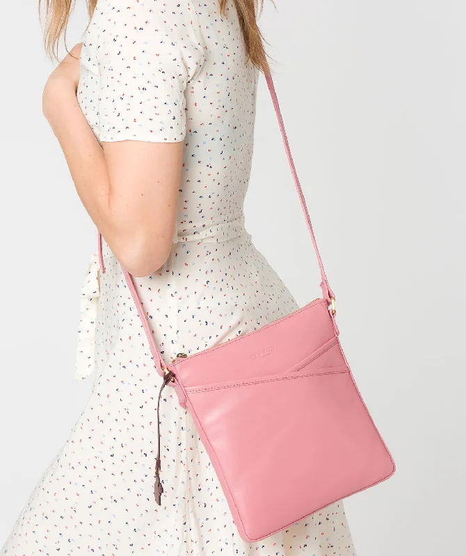 'Avril' Blush Leather Cross Body Bag