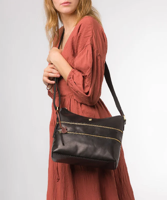 'Georgia' Black Leather Shoulder Bag