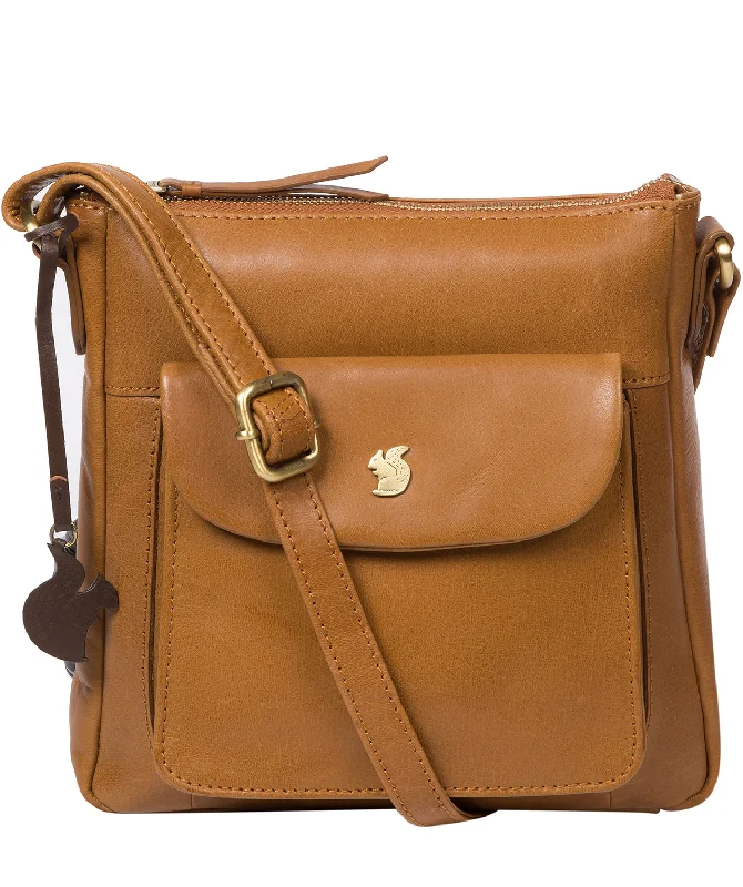 'Shona' Dark Tan Leather Cross Body Bag