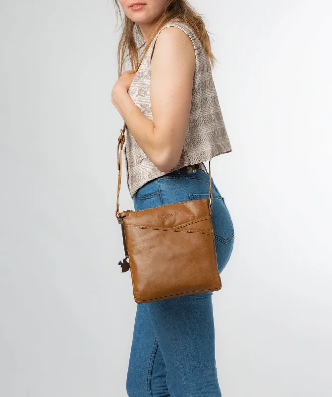 'Avril' Dark Tan Leather Cross Body Bag